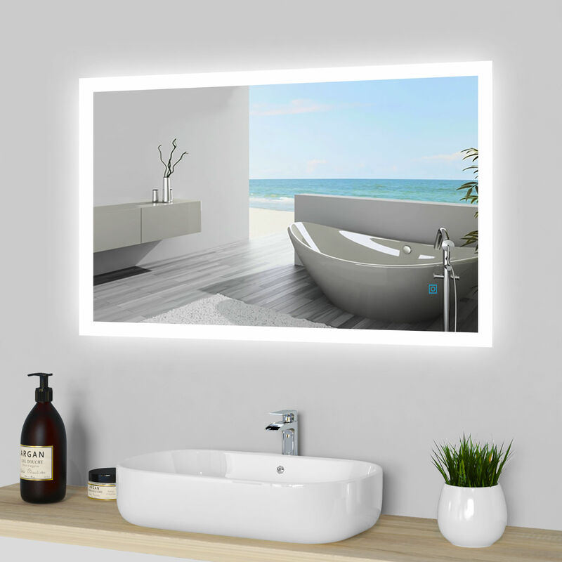 1000x600 Large Rectangular Heated Bathroom Mirror with Touch Lights,Wall Mounted,IP44,Vertical or Horizontal