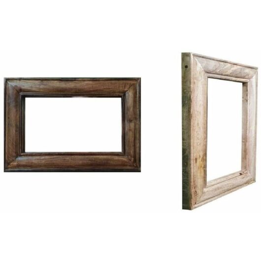60 x 41 cm Wooden Frame Wall Mounted Mirror Large Rustic Vertical Or Horizontal [Natural]