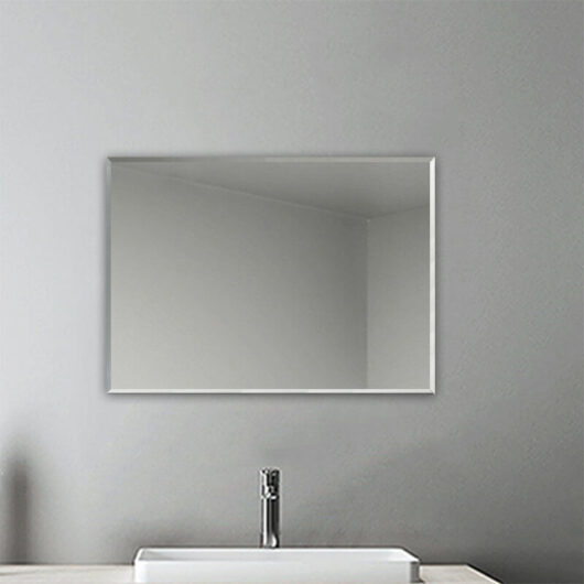 Aica Sanitaire - Plain Frameless Wall Mirror Large Full Length with Wall Hanging Fixings Bathroom-500X700