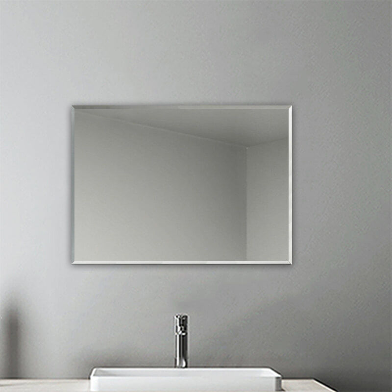Aica Sanitaire - Plain Frameless Wall Mirror Large Full Length with Wall Hanging Fixings Bathroom-500X700