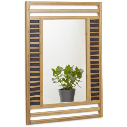 Bamboo Mirror Size: 70 x 50 x 2 cm Bathroom Wall-Mounted Mirror Decorative Bamboo Wood Frame Elegant Accessory for the Bathroom, Living Room,
