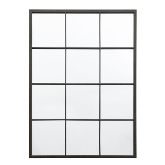 Chafers Large Window Pane Style Wall Mirror In Black Frame