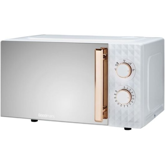 Diamond White and Rose Gold Effect Microwave Capacity 20L Mirror Finish Door