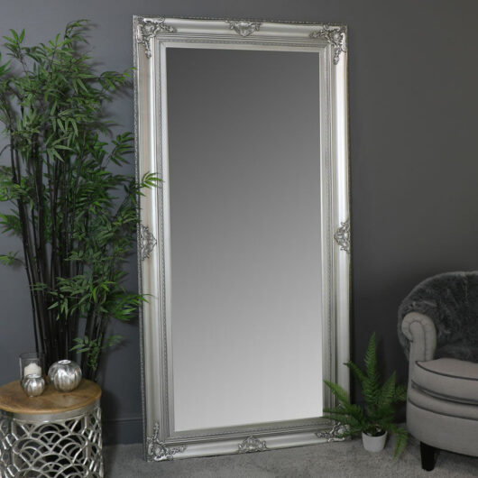 Extra Large Ornate Silver Wall / Floor / Leaner Mirror 100cm x 200cm - Silver