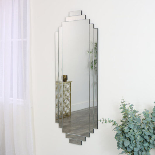 Large Art Deco Wall Mirror 56cm x 142cm - Black