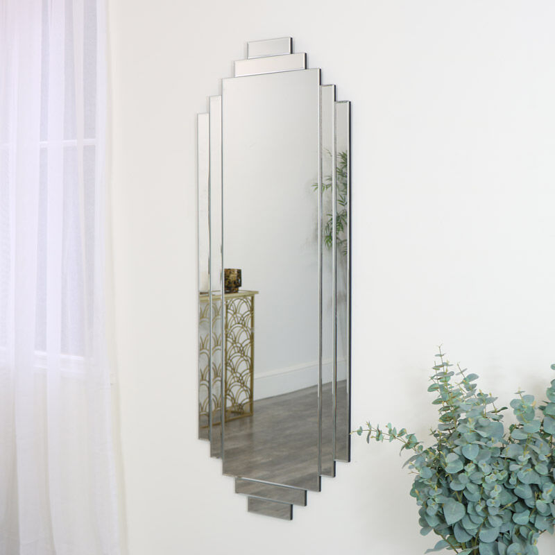 Large Art Deco Wall Mirror 56cm x 142cm - Black