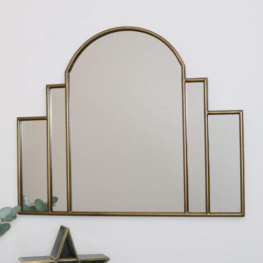 Large Gold Art Deco Arch Fan Mirror 80cm x 65cm - Gold