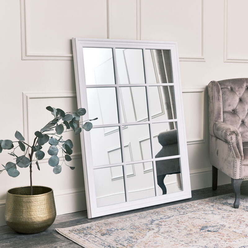 Large Matte White Window Mirror 130cm x 95cm - White