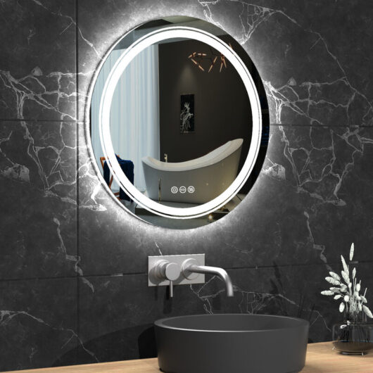 Large Round LED ILLUMINATED Bathroom Mirror Dimmable Warm White Light IP44 600mm