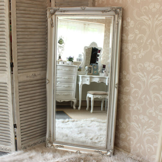 Large Silver Ornate Wall/Floor Mirror 158cm x 78cm - Silver
