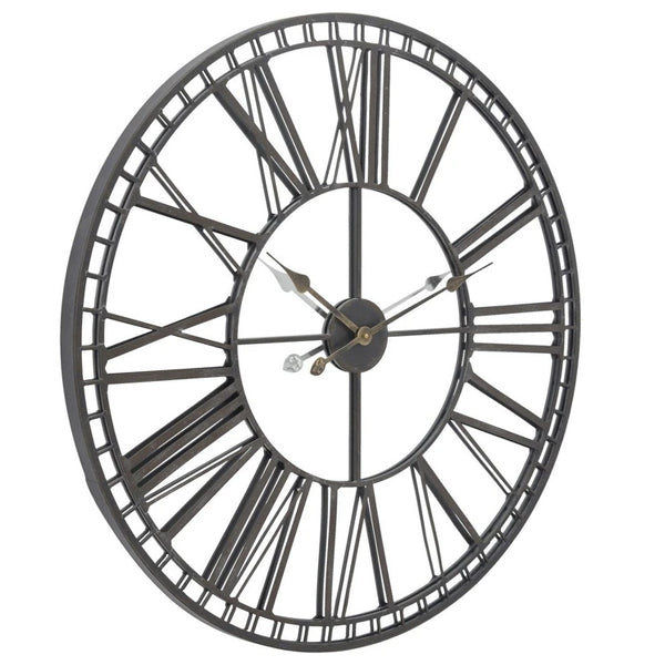 Libra Skeleton Mirror Wall Clock in Black