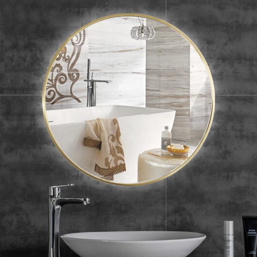 Livingandhome Retro Wall Hanging Nordic Round Bathroom Golden Framed Mirror 80cm