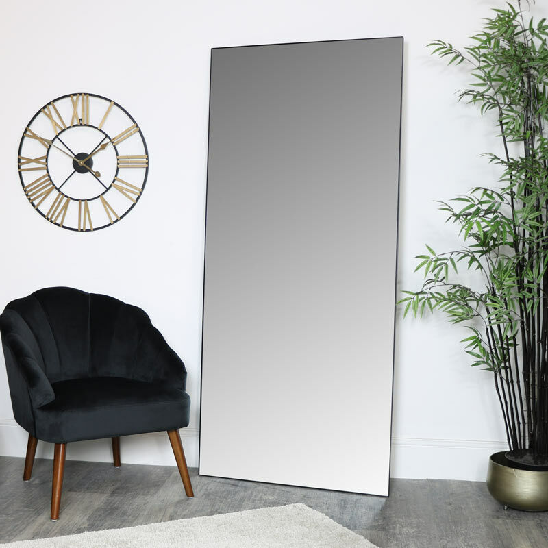 Melody Maison - Large Black Thin Framed Leaner Mirror 80cm x 180cm - Black