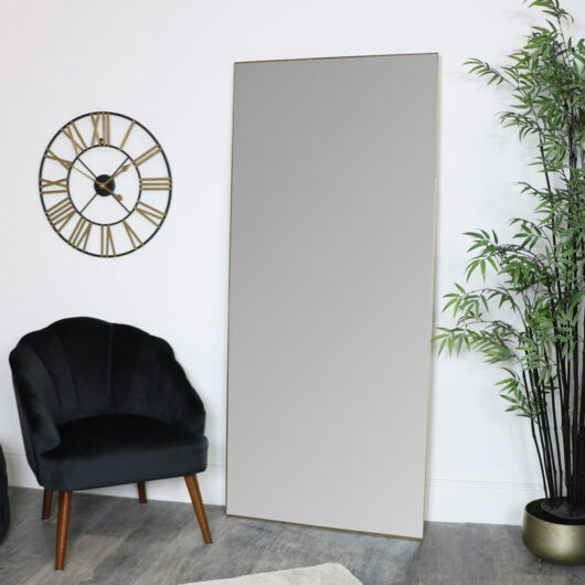 Melody Maison - Large Gold Thin Framed Leaner Mirror 80cm x 180cm - Gold