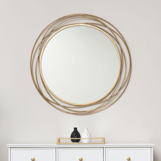 Melody Maison - Large Round Antique Gold Mirror 92cm x 92cm - Antique Gold