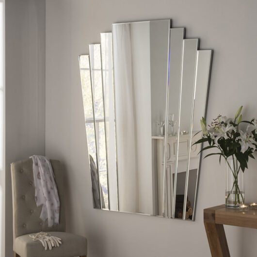 Olivia's Jordan Art Deco Wall Mirror in Silver