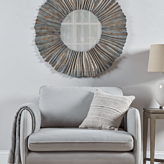 Oversized Pleated Verdigris Mirror