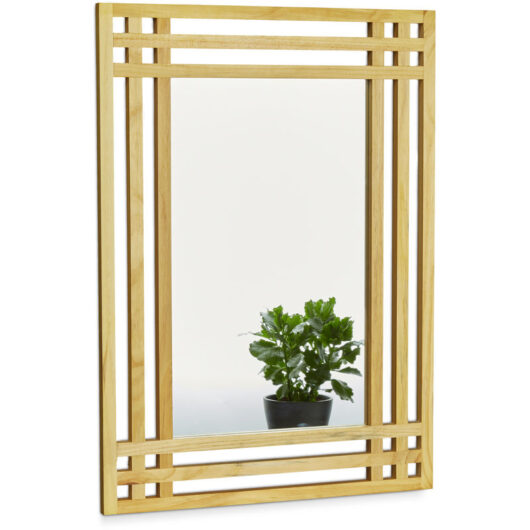 Pine Wood Mirror, Size: 70 x 50 x 2 cm Wall Mirror Hanging Mirror for the Bathroom, Wall-Mounted Large Bath Mirror with Wooden Frame as Deco Mirror