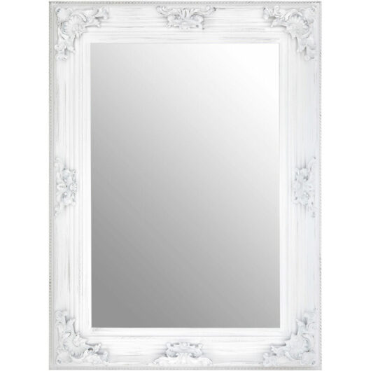 Rectangular Wall Mirror/ Classic Mirrors For Bathroom / Bedroom / Garden Walls Fancy Wall Mounted Mirrors For Hallway With White Finish W84 x D7 x