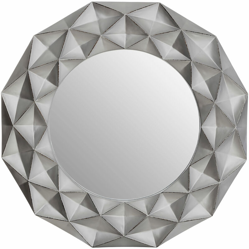 Round Wall Mirror/ Classic Mirrors For Bathroom / Bedroom / Garden Walls Fancy Wall Mounted Mirrors For Hallway With Metallic Silver Finish W100 x D6