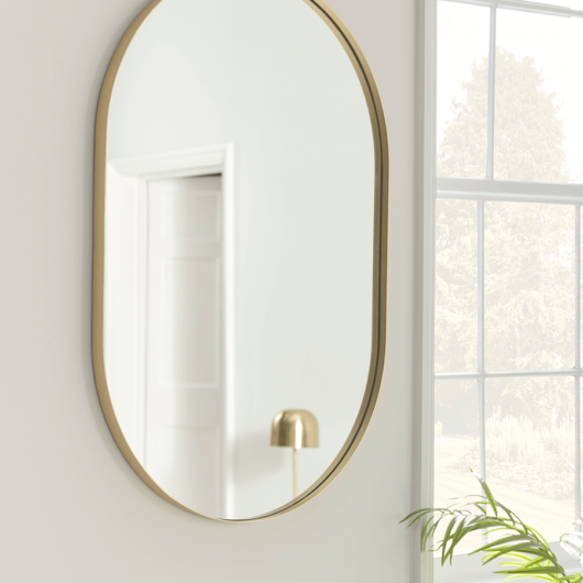 Slim Frame Oval Mirror - Soft Gold