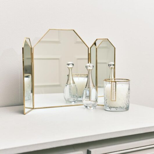 Small Gold Triple Dressing Table Mirror - Gold
