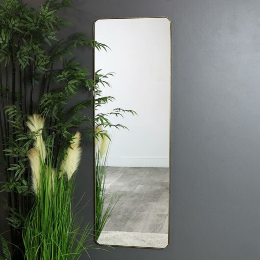 Tall Brushed Gold Wall / Floor / Leaner Mirror 47cm x 142cm - Gold