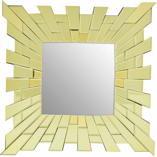 Wall Mirror Bathroom / Bedroom / Hallway Wall Mounted Mirrors With Matte Gold Finish / Minimalistic Square Mirrors For Living Room 1 x 60 x 60