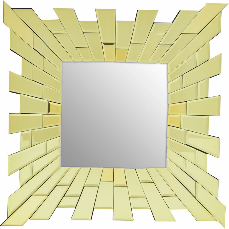 Wall Mirror Bathroom / Bedroom / Hallway Wall Mounted Mirrors With Matte Gold Finish / Minimalistic Square Mirrors For Living Room 1 x 60 x 60