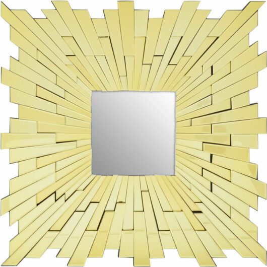 Wall Mirror Bathroom / Bedroom / Hallway Wall Mounted Mirrors With Matte Gold Finish / Minimalistic Square Mirrors For Living Room 1 x 90 x 90