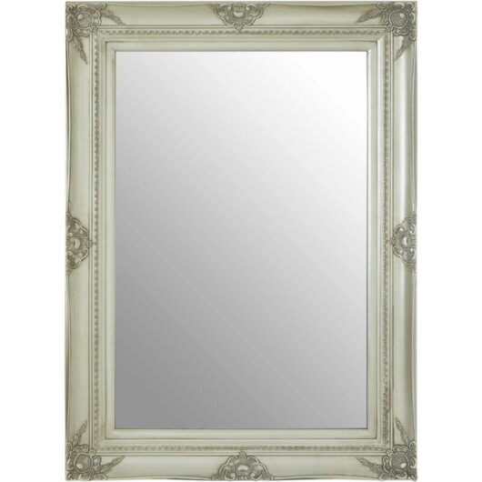 Wall Mirror / Mirrors For Garden / Bathroom / Living Room Antique Effect Rectangular Frame / Silver Finish Wall Mounted Mirrors W83 x D5 x H113cm.
