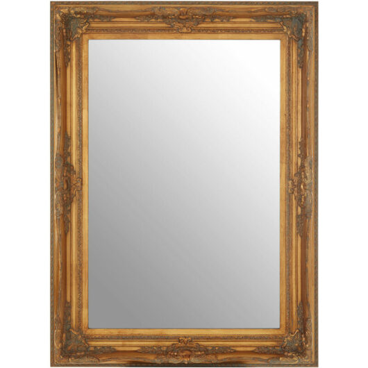 Wall Mirror / Mirrors For Garden / Bathroom / Living Room With Carving Rectangular Frame / Gold Finish Wall Mounted Mirrors W83 x D8 x H113cm.