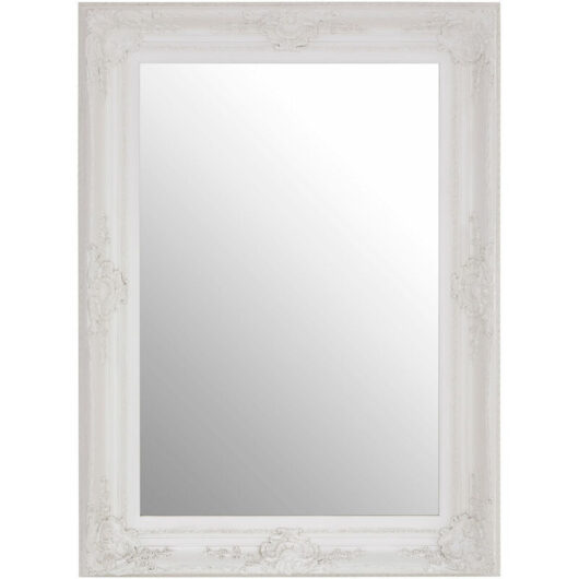 Wall Mirror / Mirrors For Garden / Bathroom / Living Room With Carving Rectangular Frame / White Finish Wall Mounted Mirrors W83 x D8 x H113cm.