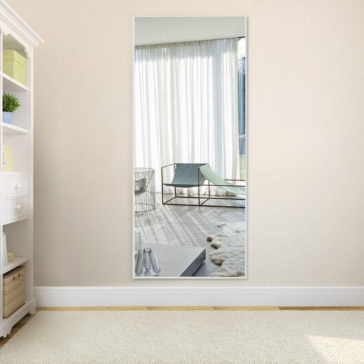 120cm Silvery White Modern Slim Frame Length Wall Mirror - Livingandhome