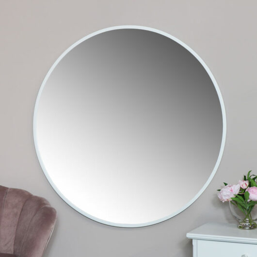 Extra Large Round White Wall Mirror 120cm x 120cm - White