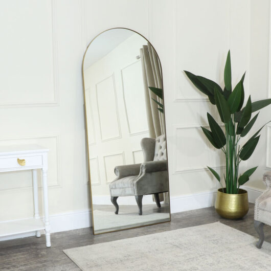 Melody Maison - Large Gold Arched Mirror 183cm x 80cm - Gold