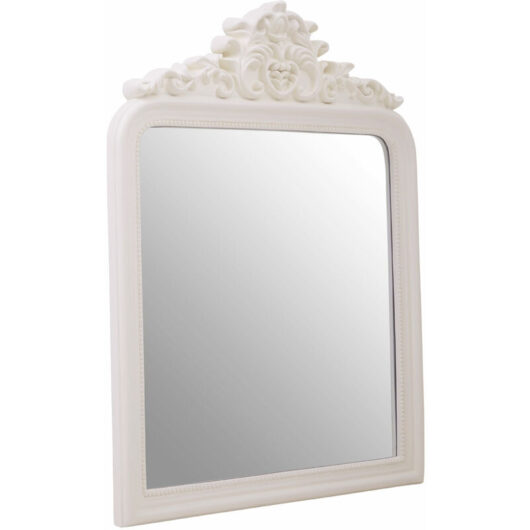 Premier Housewares Wall Mirror / Mirrors For Garden / Bathroom / Living Room With Carving Rectangular Frame / Cream Finish Wall Mounted Mirrors W80 X
