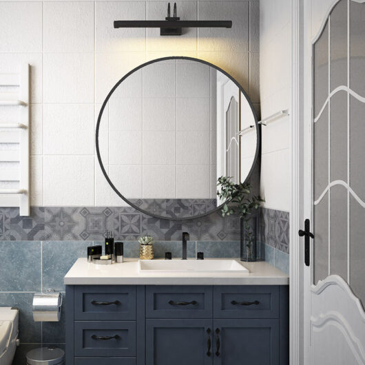 Round Framed Bathroom Mirrors Large Circle Mirror Wall Vanity Mirror Hanging Makeup Mirror Decoration for Bathroom Bedroom Living Room - 400mm Black