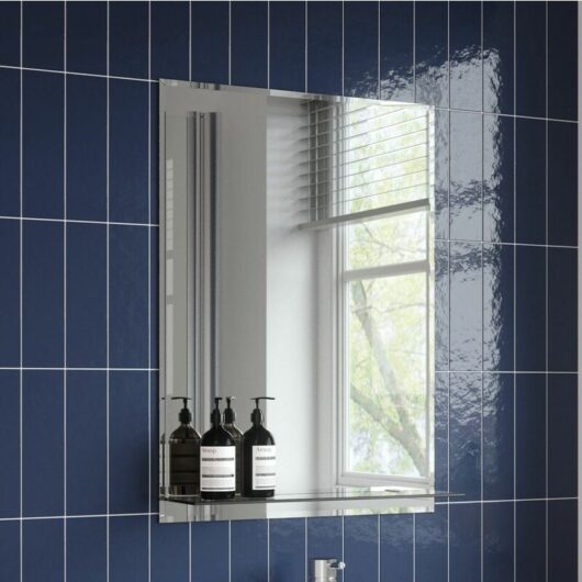 Artis - Bathroom Mirror Wall Modern Frameless Bevelled Rectangle Glass Shelf 500x700 - Silver