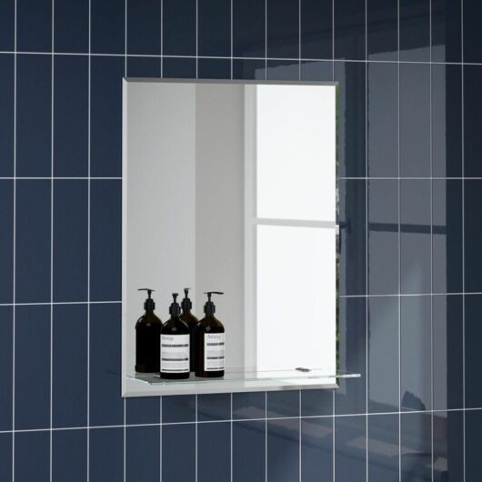 Alpine - Bathroom Mirror Wall Modern Frameless Bevelled Rectangle Glass Shelf 600x450mm - Silver