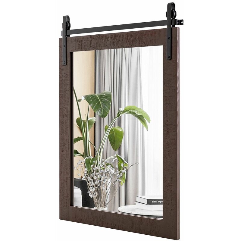 Costway - Wall Mounted Mirror Vanity Make Up Farmhouse Wall Mirror Rectangle Decorative