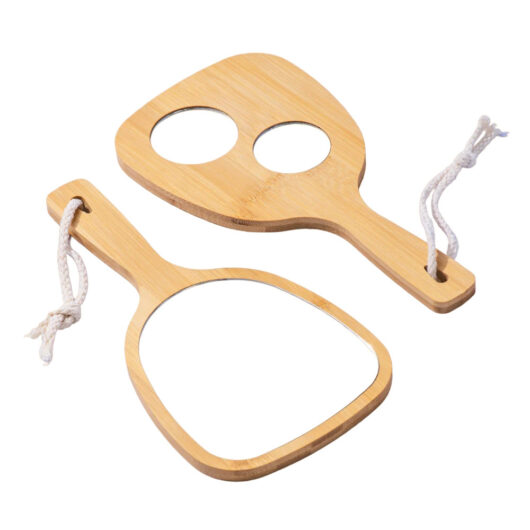 Hand Held Vanity Mirror Accessory Wooden Bamboo Makeup Magnification Gift
