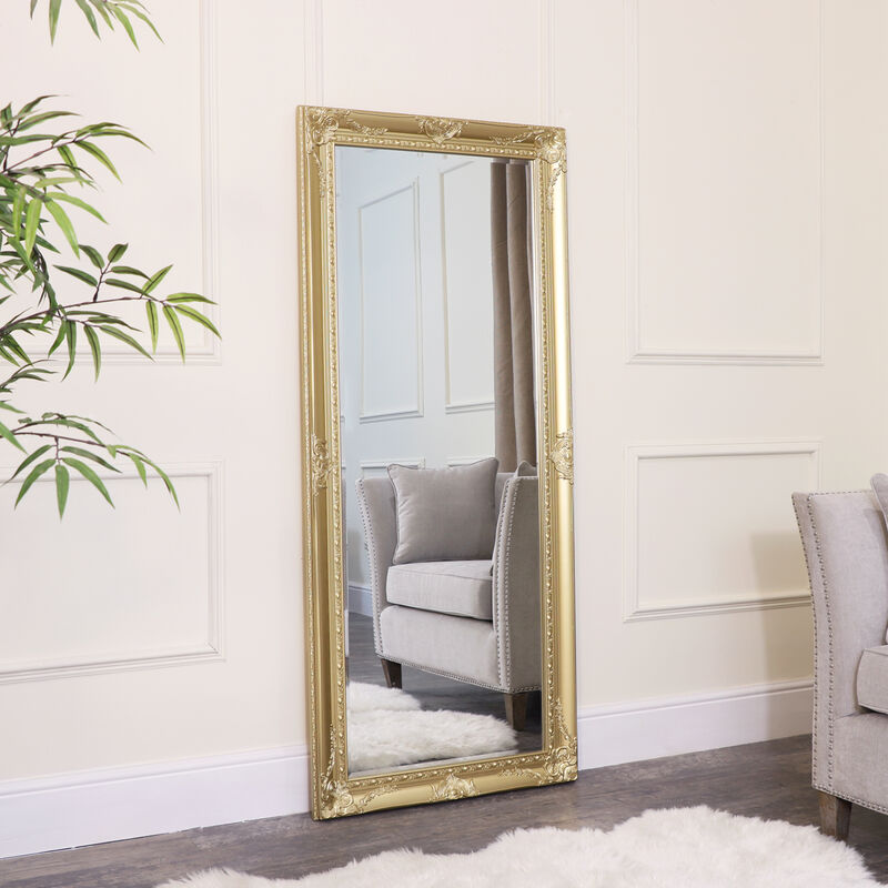 Large Ornate Gold Wall/Floor Mirror 76cm x 176cm - Gold