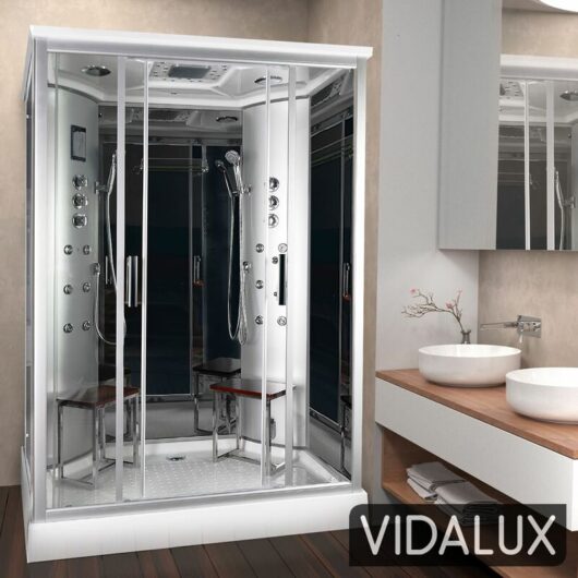 Tempest Twin 1400 x 900 2 Person Steam Shower Cabin-Mirror Glass - Vidalux
