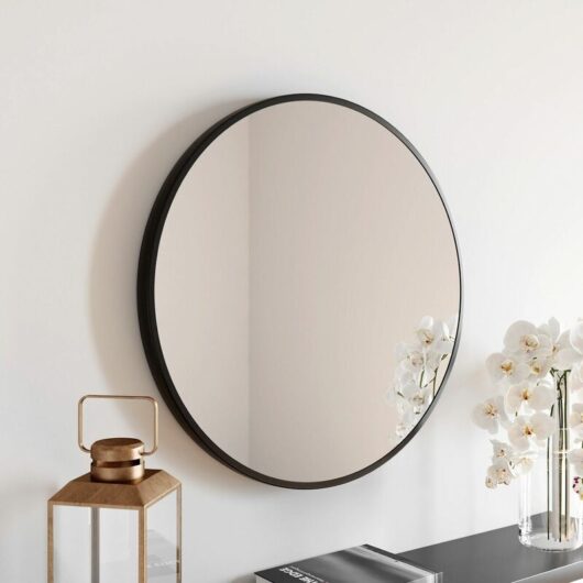 Vasari Large Modern Round Glass Mirror 60cm Black Frame Wall Mounted Bathroom - Black
