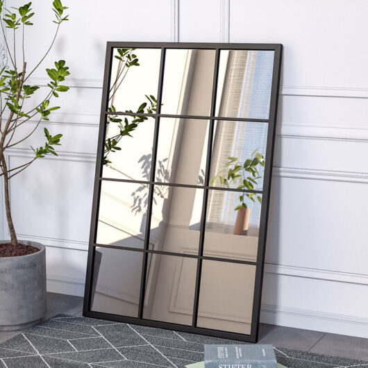 Classic Large Rectangular Wall Metal Framed Window Mirror - Livingandhome