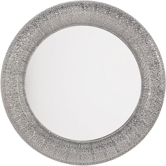 Modern Home Round Silver Mirror Wall Mounted Entryway Living Room Channay - Silver