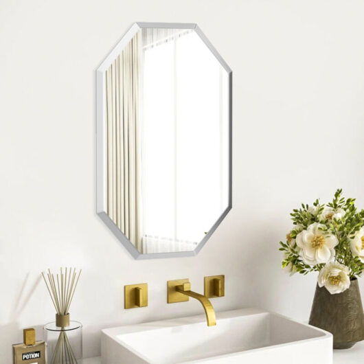 Wall Mounted Mirror with Beveled Edge for Bathroom - Livingandhome