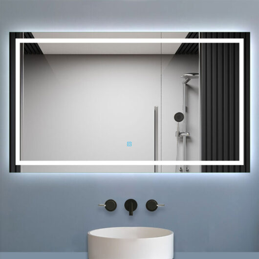 1400x800mm Large Bathroom Mirrors with led Lights Illuminated Backlit Wall Mount Light Up Mirror Dimmable Switch Horizontal/Vertical Heated Pad
