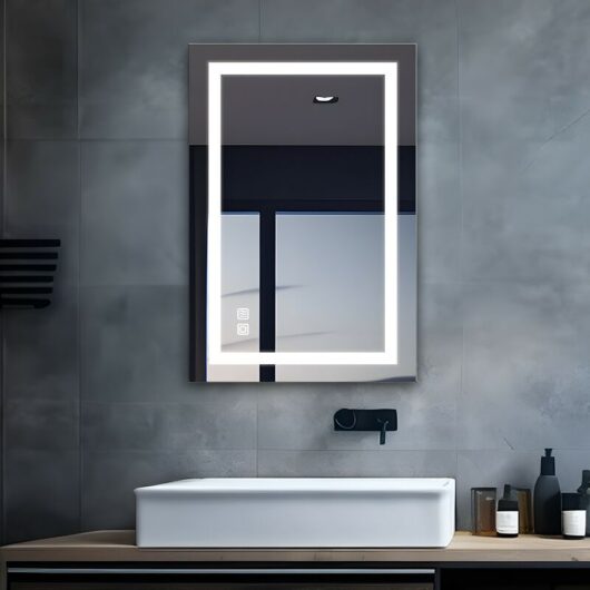 MIQU Bathroom Mirror Illuminated Large Wall Mounted Vanity Mirror with LED Light, Touch Switch & Anti-Fog Demister for Bath, Dressing Room, Hotel,